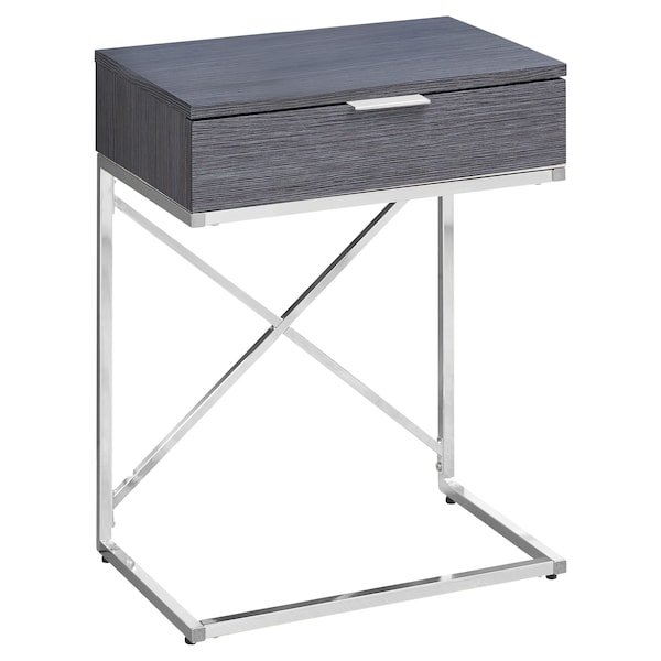 Accent Table - 24"H / Grey / Chrome Metal